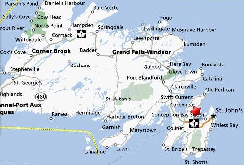  Newfoundland on In Southeastern Newfoundland   Image Courtesy Mapquest Com